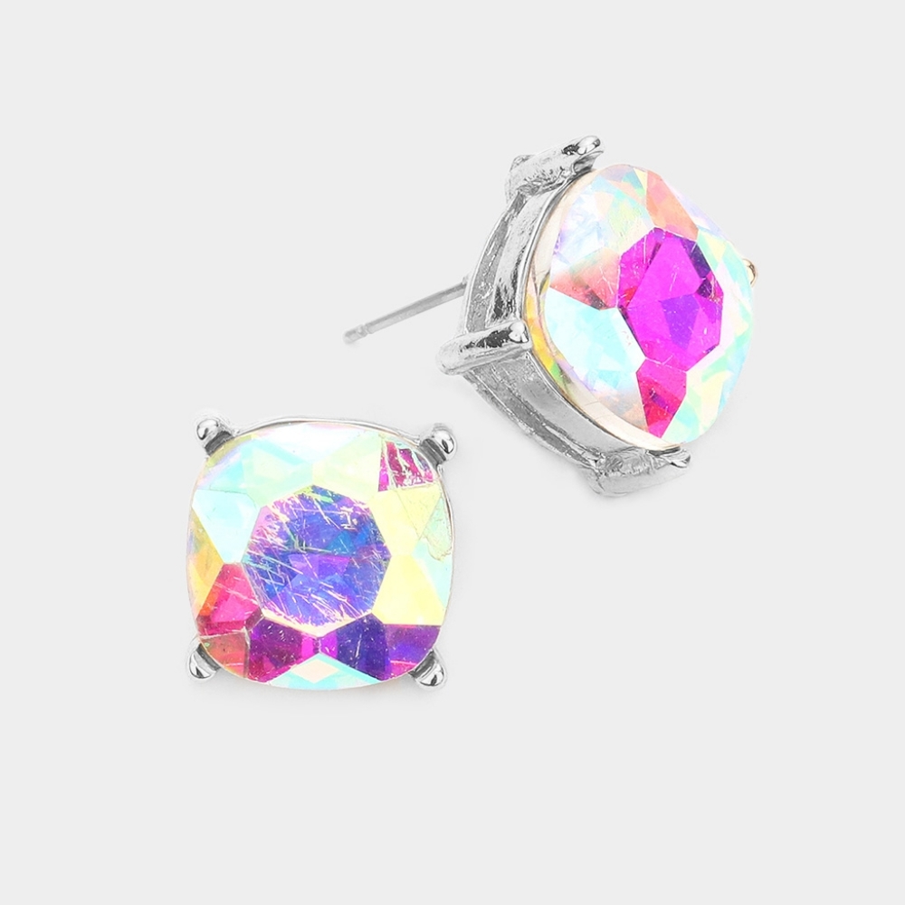 Silver Abalone Square Stud Fashion Jewelry Earrings Fashion Statement Accessory